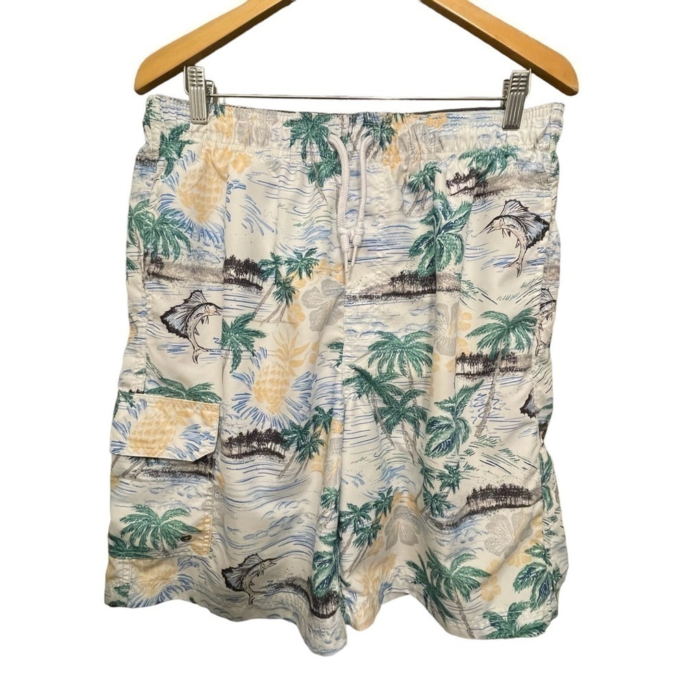CROFT & BARROW MENS TROPICAL PRINT SWIM TRUNKS SIZE LT